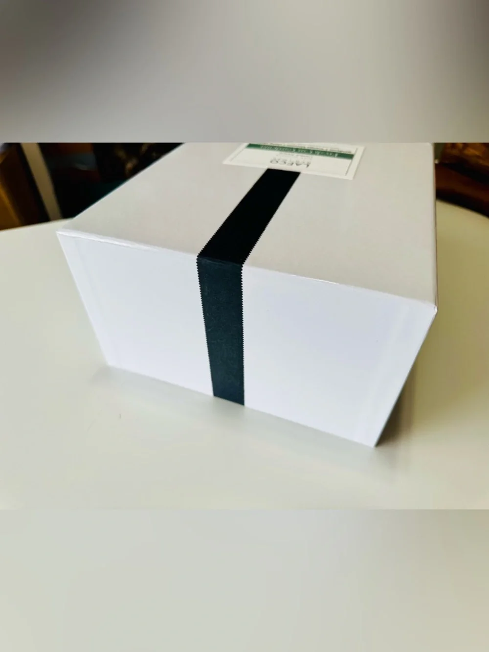 LAFCO 12” Thick Heavy Glossy White Gift Box w Black Ribbon